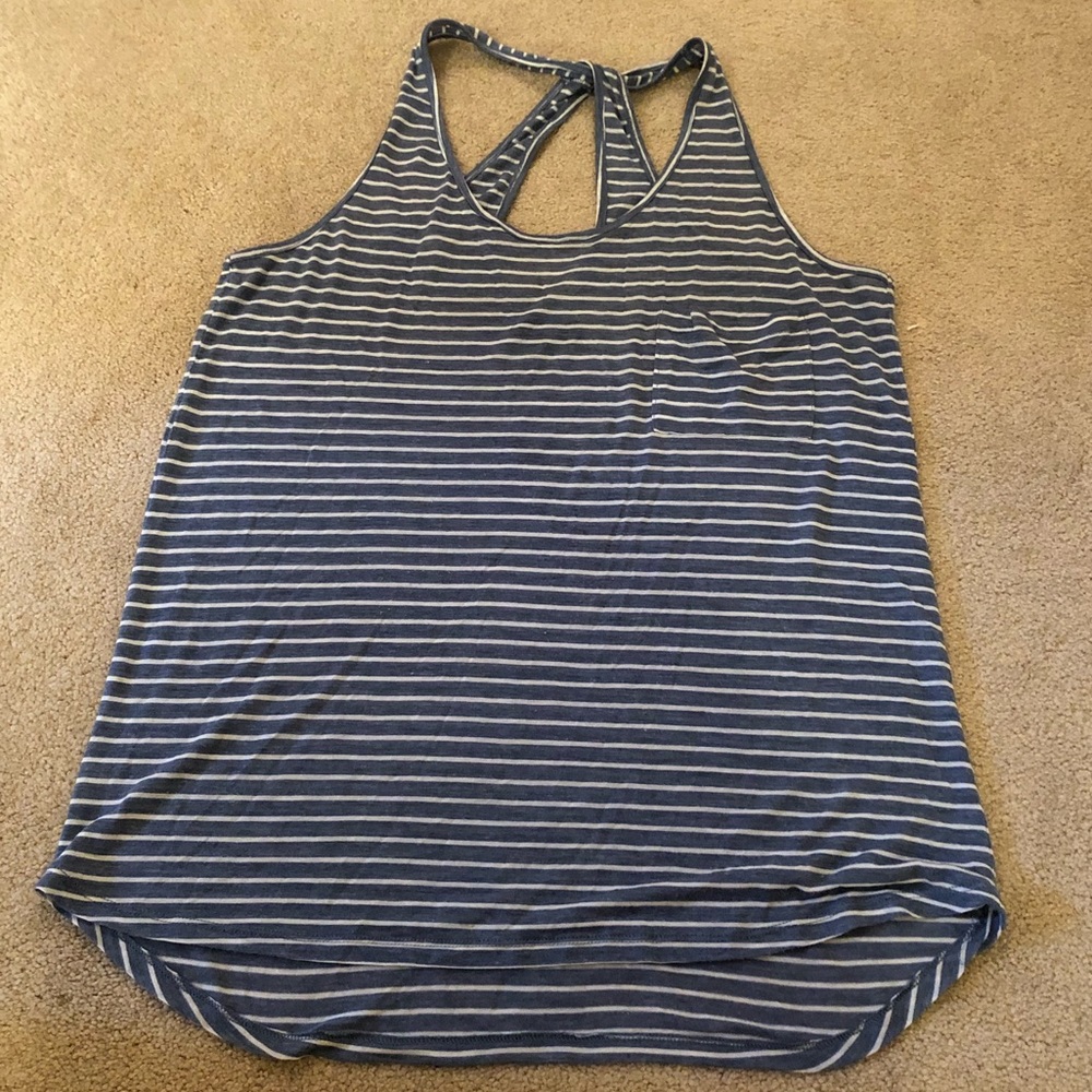 Aqua Striped Tank Top - M